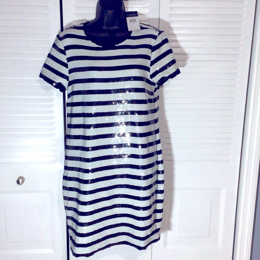 Ralph Lauren Black and White Sequin Dress